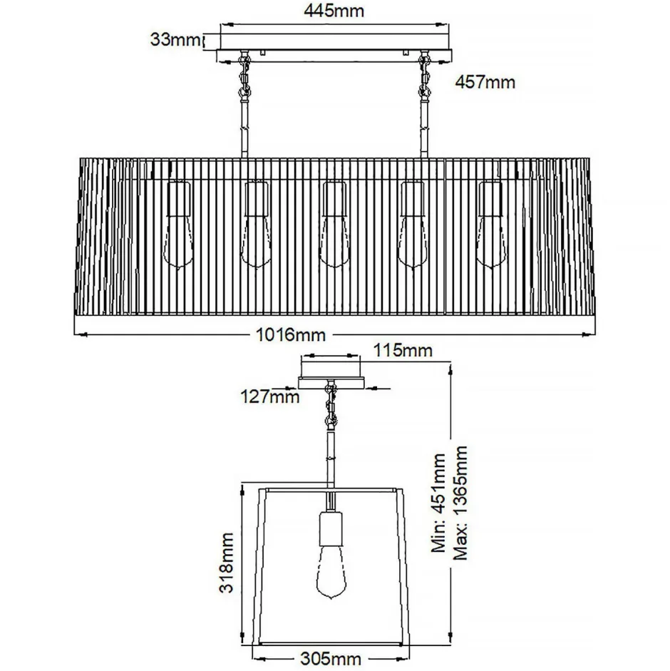 Elstead Pendelleuchte Schwarz Messing B: 101,6 cm 5x E27 Metall< Hängelampen|Bürolampen