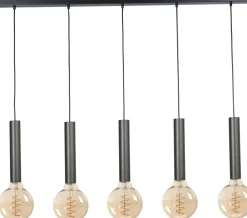 Hängelampen|Wohnzimmerlampen*Masterlight Pendelleuchte Schwarz Metall 5-flammig für E27 ESJA