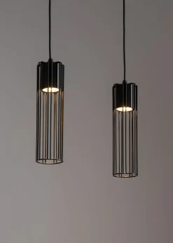 Sigma Pendelleuchte Schwarz Metall Gitter 2-flmg GU10 38 cm< Wohnzimmerlampen|Moderne Lampen