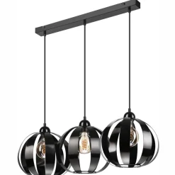 Bürolampen|Küchenlampen*Lamkur Pendelleuchte Schwarz Metall 3-flammig E27 verstellbar