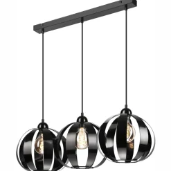 Bürolampen|Küchenlampen*Lamkur Pendelleuchte Schwarz Metall 3-flammig E27 verstellbar