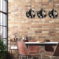 Bürolampen|Küchenlampen*Lamkur Pendelleuchte Schwarz Metall 3-flammig E27 verstellbar