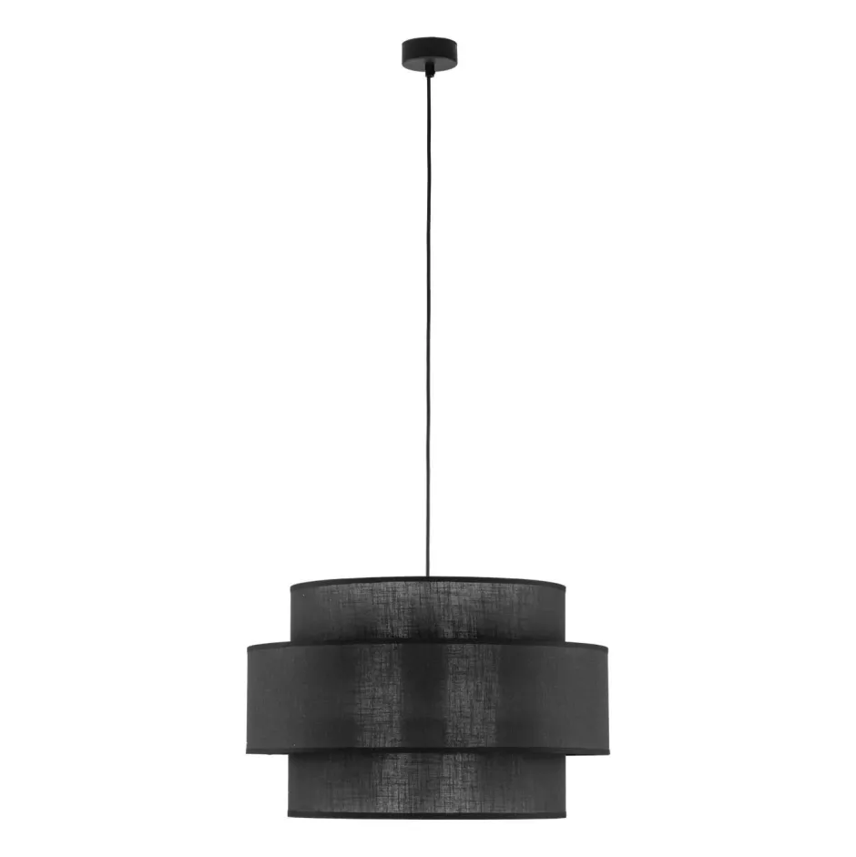 Hängelampen|Bürolampen*TK Lighting Pendelleuchte Schwarz Stoff Ø 50 cm H: max. 160 cm 3x E27