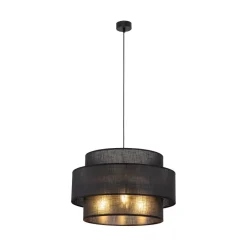 Hängelampen|Bürolampen*TK Lighting Pendelleuchte Schwarz Stoff Ø 50 cm H: max. 160 cm 3x E27