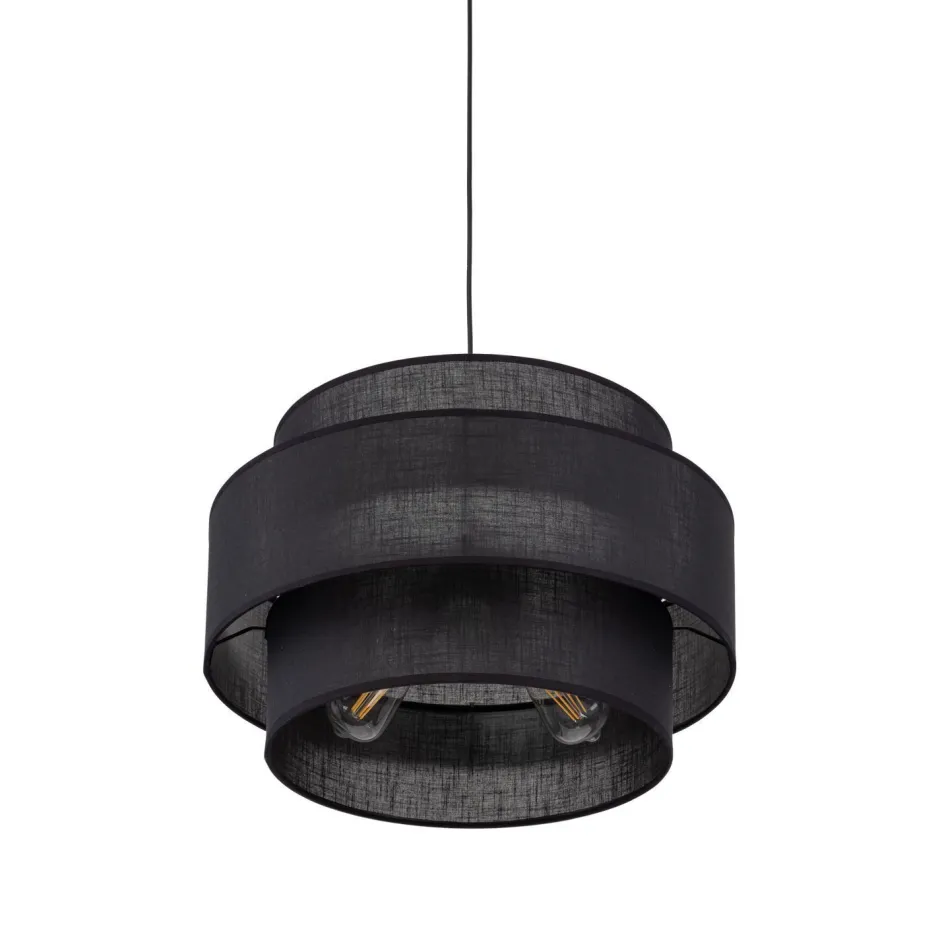 Hängelampen|Bürolampen*TK Lighting Pendelleuchte Schwarz Stoff Ø 50 cm H: max. 160 cm 3x E27