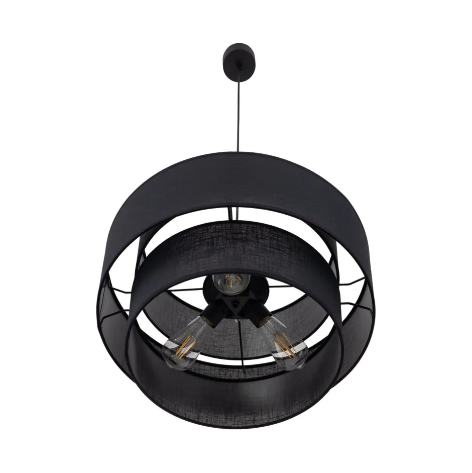 Hängelampen|Bürolampen*TK Lighting Pendelleuchte Schwarz Stoff Ø 50 cm H: max. 160 cm 3x E27
