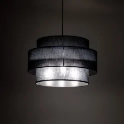 Hängelampen|Bürolampen*TK Lighting Pendelleuchte Schwarz Stoff Ø 50 cm H: max. 160 cm 3x E27