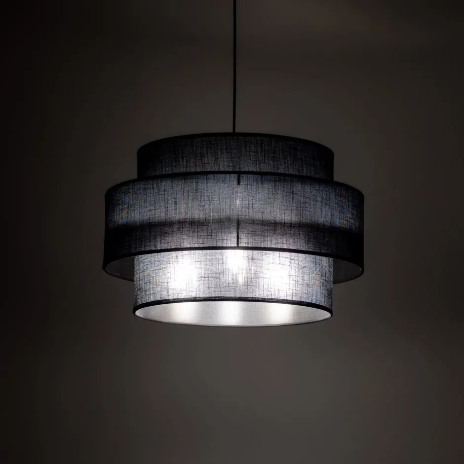 Hängelampen|Bürolampen*TK Lighting Pendelleuchte Schwarz Stoff Ø 50 cm H: max. 160 cm 3x E27