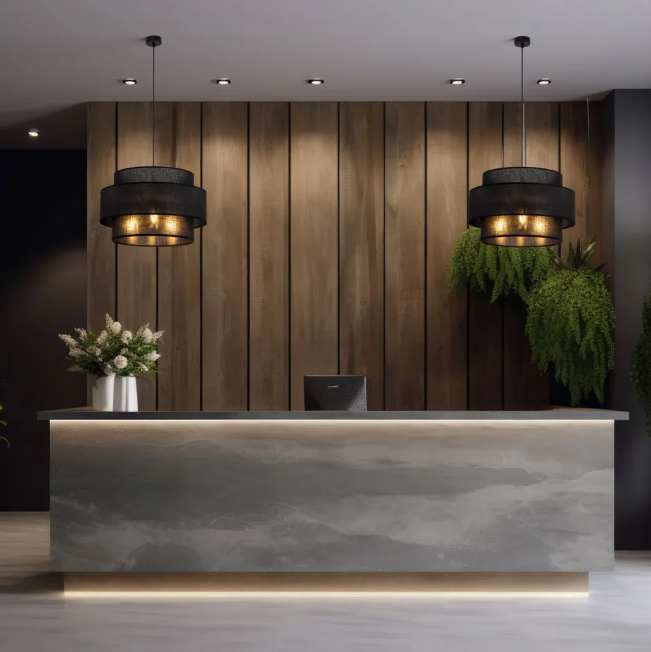 Hängelampen|Bürolampen*TK Lighting Pendelleuchte Schwarz Stoff Ø 50 cm H: max. 160 cm 3x E27