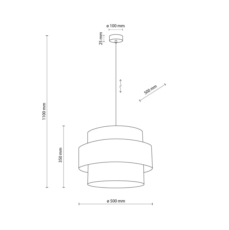 Hängelampen|Bürolampen*TK Lighting Pendelleuchte Schwarz Stoff Ø 50 cm H: max. 160 cm 3x E27