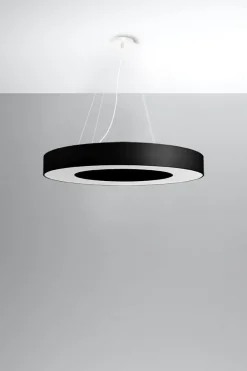 Sollux Pendelleuchte Schwarz Stoff Ø 70 cm rund 6x E27 Modern< Hängelampen|Esszimmer Lampen