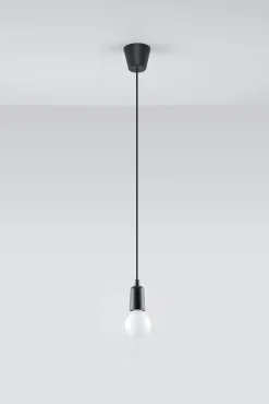 Wohnzimmerlampen|Retro Lampen*Sollux Pendelleuchte Schwarz verstellbar bis 90cm E27 NESSA