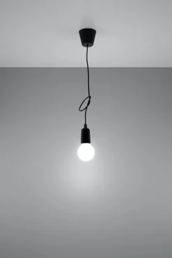 Wohnzimmerlampen|Retro Lampen*Sollux Pendelleuchte Schwarz verstellbar bis 90cm E27 NESSA