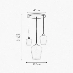 Giovanni Battista Pendelleuchte Schwarz Weiß 3-flammig E27 Ø 47,5 cm ADRIAN< Hängelampen|Lampen Aus Aller Welt