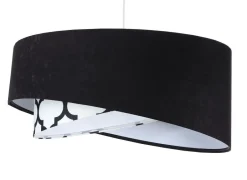 BPS Koncept Pendelleuchte Schwarz Weiß rund D: 50 cm E27 Retro Motiv< Hängelampen|Bürolampen