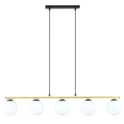 Emibig Pendelleuchte Schwarz Weiß Gold E14 Glas Metall 105 cm lang< Küchenlampen|Kugellampen