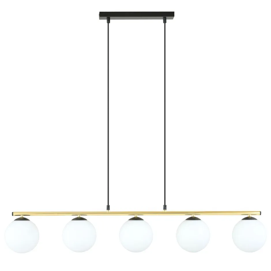 Emibig Pendelleuchte Schwarz Weiß Gold E14 Glas Metall 105 cm lang< Küchenlampen|Kugellampen