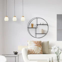 Hängelampen|Esszimmer Lampen*Searchlight Pendelleuchte Schwarz Weiß B: 78,5 cm E14 3-flammig E14