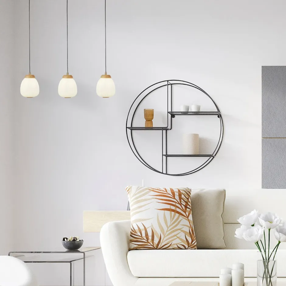 Hängelampen|Esszimmer Lampen*Searchlight Pendelleuchte Schwarz Weiß B: 78,5 cm E14 3-flammig E14