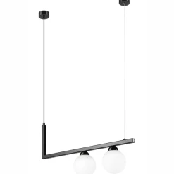 Lamkur Pendelleuchte Schwarz Weiß länglich Glas Metall 2x G9< Küchenlampen|Kugellampen