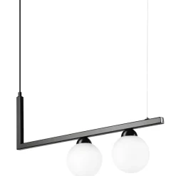 Lamkur Pendelleuchte Schwarz Weiß länglich Glas Metall 2x G9< Küchenlampen|Kugellampen