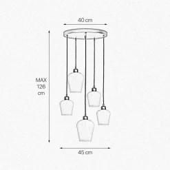 Hängelampen|Bürolampen*Giovanni Battista Pendelleuchte Schwarz Weiß Ø 45 cm Messing Eisen Glas 5x E27