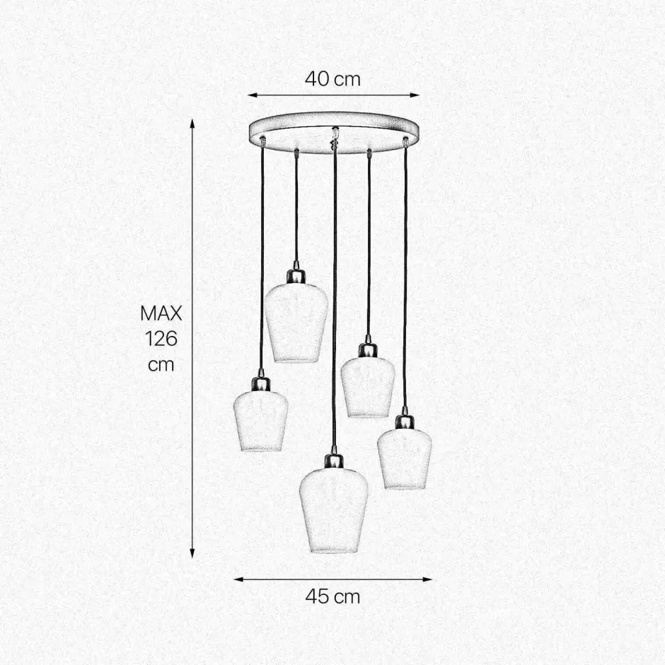 Hängelampen|Bürolampen*Giovanni Battista Pendelleuchte Schwarz Weiß Ø 45 cm Messing Eisen Glas 5x E27