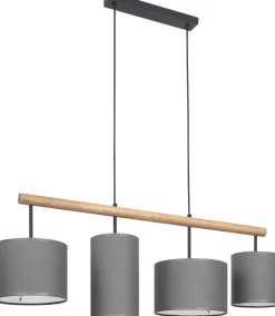 Hängelampen|Esszimmer Lampen*TK Lighting Pendelleuchte SEYA in Graphit Holz 4xE27 Esstisch