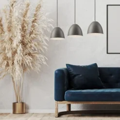 Lamkur Pendelleuchte Silber Metall 3-flmg Retro Esstisch< Hängelampen|Esszimmer Lampen