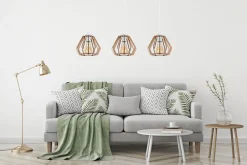 Belis Pendelleuchte Skandinavisch Holz Metall Weiß E27 3-flmg< Hängelampen|Bürolampen