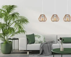 Belis Pendelleuchte Skandinavisch Holz Metall Weiß E27 3-flmg< Hängelampen|Bürolampen