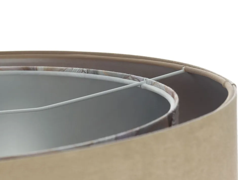 BPS Koncept Pendelleuchte Stoff Ø 50 cm rund Velours Optik Beige Creme< Bürolampen|Schlafzimmer Lampen