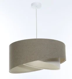 Bürolampen|Schlafzimmer Lampen*BPS Koncept Pendelleuchte Stoff Ø 50 cm rund E27 Braun Creme Modern