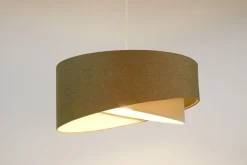 Bürolampen|Schlafzimmer Lampen*BPS Koncept Pendelleuchte Stoff Ø 50 cm rund E27 Braun Creme Modern