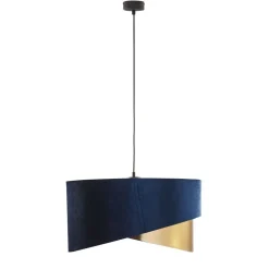 TK Lighting Pendelleuchte Stoff Ø 50 cm Samt Optik Blau Gold 3x E27< Hängelampen|Esszimmer Lampen