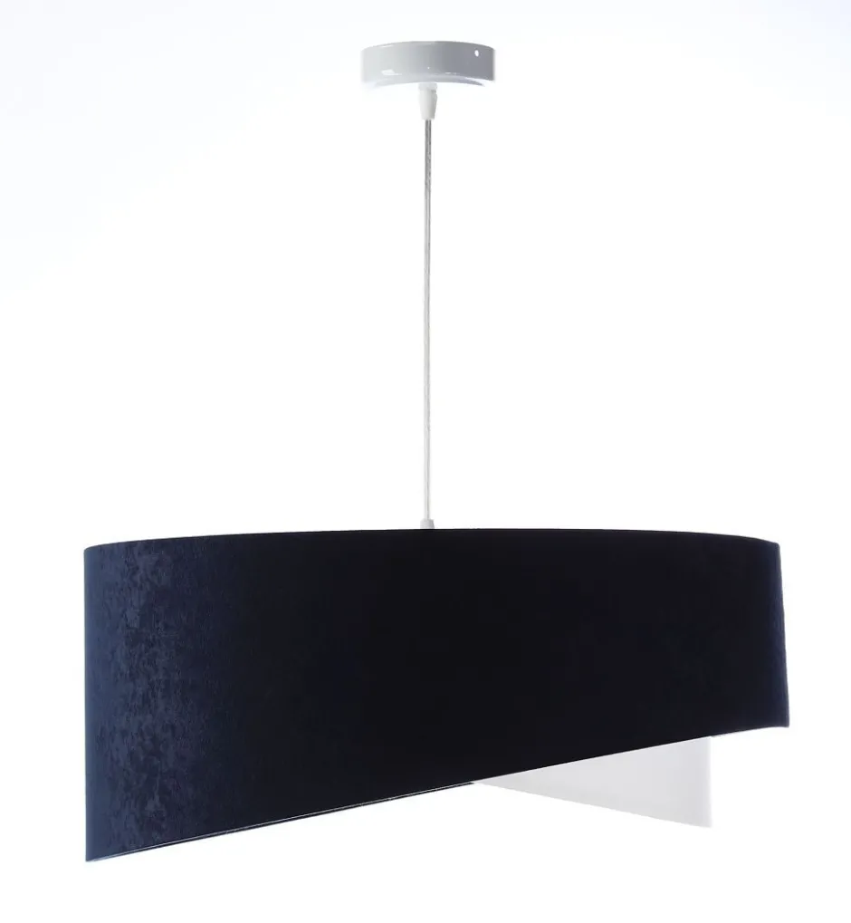 BPS Koncept Pendelleuchte Stoff Blau Weiß Gold E27 rund D: 50 cm< Hängelampen|Bürolampen