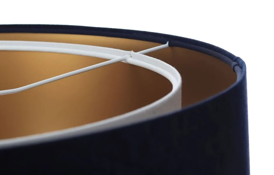 BPS Koncept Pendelleuchte Stoff Blau Weiß Gold E27 rund D: 50 cm< Hängelampen|Bürolampen