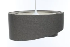 Bürolampen|Schlafzimmer Lampen*BPS Koncept Pendelleuchte Stoff E27 Ø 45 cm rund Grau Modern INGRAM