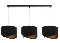 Hängelampen|Bürolampen*BPS Koncept Pendelleuchte Stoff 3-flammig Stoff Schwarz Gold E27