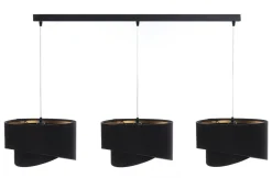 Hängelampen|Bürolampen*BPS Koncept Pendelleuchte Stoff 3-flammig Stoff Schwarz Gold E27