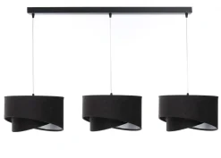 BPS Koncept Pendelleuchte Stoff 3-flammig E27 Schwarz Silber verstellbar< Hängelampen|Bürolampen