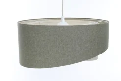 Hängelampen|Bürolampen*BPS Koncept Pendelleuchte Stoff Grün Creme E27 rund Ø 40 cm Modern