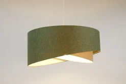 Hängelampen|Bürolampen*BPS Koncept Pendelleuchte Stoff Grün Creme E27 rund Ø 40 cm Modern