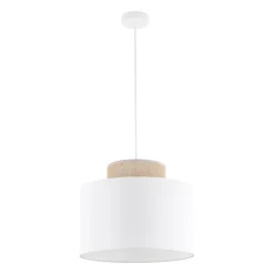 TK Lighting Pendelleuchte Stoff Jute E27 Ø 38 cm H: max. 1,7 m Weiß Natur< Hängelampen|Bürolampen