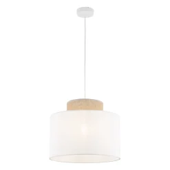 TK Lighting Pendelleuchte Stoff Jute E27 Ø 38 cm H: max. 1,7 m Weiß Natur< Hängelampen|Bürolampen