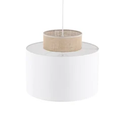 TK Lighting Pendelleuchte Stoff Jute E27 Ø 38 cm H: max. 1,7 m Weiß Natur< Hängelampen|Bürolampen