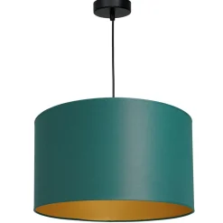 Luminex Pendelleuchte Stoff Metall Petrol Gold Ø40 cm gemütlich< Hängelampen|Bürolampen