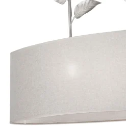 Lamkur Pendelleuchte Stoff Metall B: 89 cm E27 Silber Landhaus< Hängelampen|Bürolampen