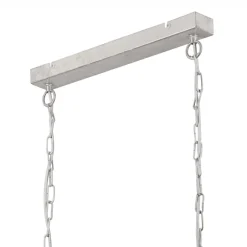 Lamkur Pendelleuchte Stoff Metall B: 89 cm E27 Silber Landhaus< Hängelampen|Bürolampen