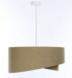 Hängelampen|Bürolampen*BPS Koncept Pendelleuchte Stoff rund Ø 60 cm Beige Boho verstellbar
